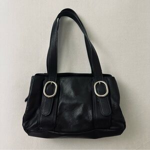 Worthington Black Leather Bag with Silver Hardware